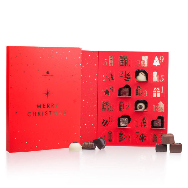 Rozkladací čokoládový adventný kalendár, čokoládový adventný kalendár, adventný kalendár čokoládový, adventny kakendar čokoláda, adventný kalendár horká čokoláda, adventný kalendár mliečna čokoláda