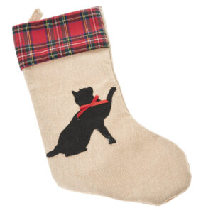 Vianočná textilná ponožka Mačka, 48 cm - vianocna ponozka, vianocna ponozka na krb, ponozka na krb, kalendar mikulas, mikulaska cizma, mikulas cizma, mikulas kalendar