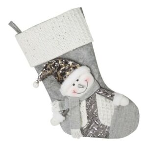 Vianočná dekorácia v tvare ponožky so snehuliakom - vianocna ponozka, vianocna ponozka na krb, ponozka na krb, kalendar mikulas, mikulaska cizma, mikulas cizma, mikulas kalendar