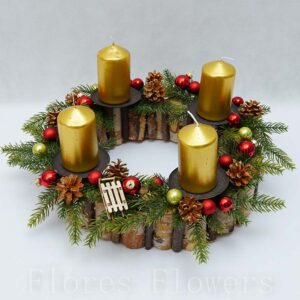 Adventný venček drevený, červený, 36cm /cena bez  sviečok/ - vianočná ikebana na stol, vianočné ikebany na stôl, vianočný svietnik na stôl, nápady vianočné dekorácie na stôl, vianočná dekorácia na stôl, vianocny veniec na stol, vianočné venčeky na stôl, vianočné behúne na stôl, maly vianocny stromcek na stol, vianocny svietnik na stol, vianočný stôl, vianočné obrusy a štoly, vianocna ozdoba na stol, vianočné prestieranie stolov, vianočné ozdoby na stôl, adventny svietnik, adventné sviece, vianočná sviečka, vianocny svietnik, vianočné dekorácie na stôl