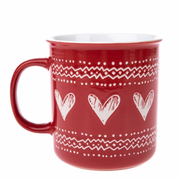 Vianočný hrnček, vianočná šálka, Vianočný keramický hrnček Christmas heart I červená, 710 ml, hrnček vianocny motiv, salka vianocny motiv, salka na Vianoce, hrncek na Vianoce