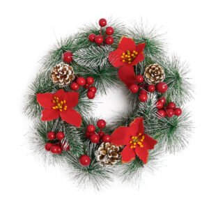 4Home Vianočný veniec Poinsettia 32 cm - adventný veniec -  adventny veniec -  adventný venček -  adventny vencek -  adventne sviece -  adventné sviečky -  adventné ozdoby -  vianočný veniec na dvere -  vianočné ozdoby -  vianočné dekorácie