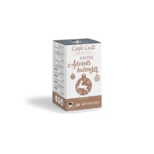 Café Cult Cafe Cult Coffee Advent Calendar 24 Coffee Bags, motív jeleň - adventný kalendár s hračkami , netradičný adventný kalendár,  adventný kalendár s príbehmi ,  adventný kalendár s náradím, adventný kalendár s ponožkami, adventný kalendár čaje, adventný kalendár medy