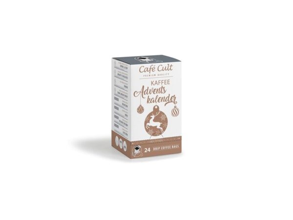 Café Cult Cafe Cult Coffee Advent Calendar 24 Coffee Bags, motív jeleň - adventný kalendár s hračkami , netradičný adventný kalendár,  adventný kalendár s príbehmi ,  adventný kalendár s náradím, adventný kalendár s ponožkami, adventný kalendár čaje, adventný kalendár medy